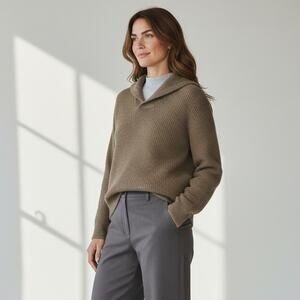 NAP Loungewear Waffle Knit Cashmere Hoodie Women's Sz M Brown Lagenlook Chic